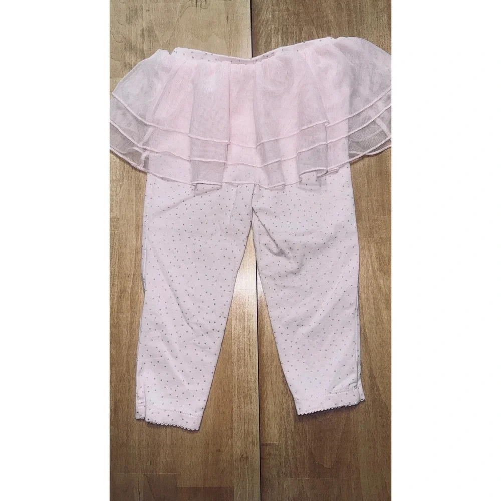 Carters Baby Girls 24 Months Pink‎ Glitter Dot Tulle Skirt Leggings Pants